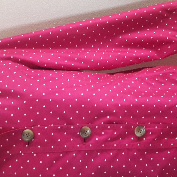 Lands End button front pink polka dot rain jacket/Trench SizeXS - Picture 2 of 14